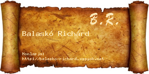 Balaskó Richárd névjegykártya